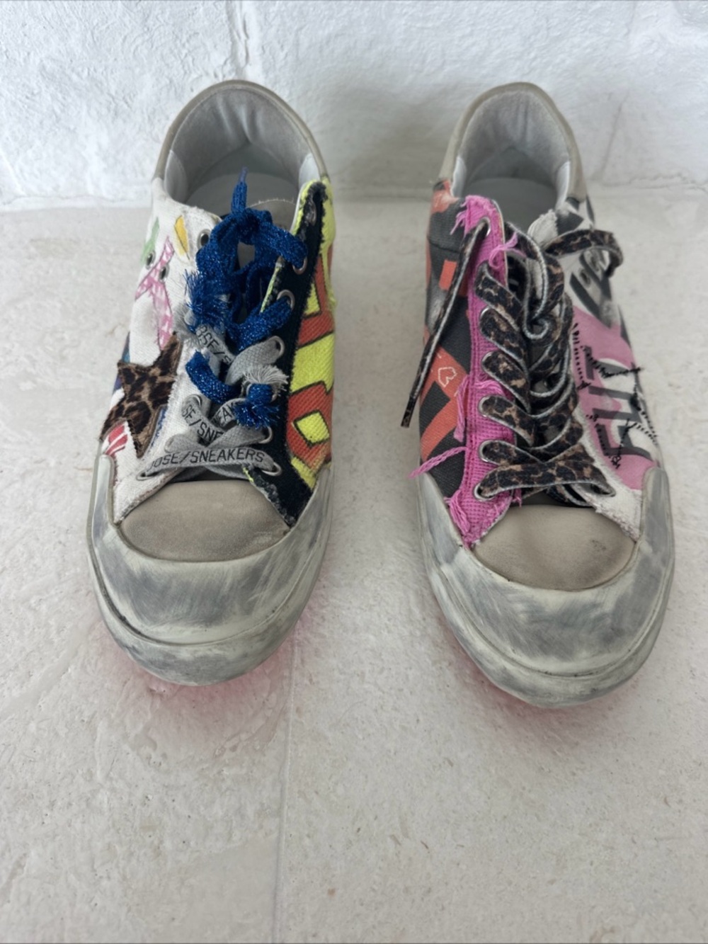 Golden Goose Multi-Color Leopard Print & Neon Accent Sneakers - Picture 2 of 9